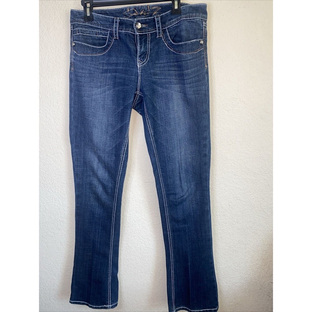 Seven 7 Jeans Rocker Slim Boot Cut Rhinestone Dark Wash Stretch 8